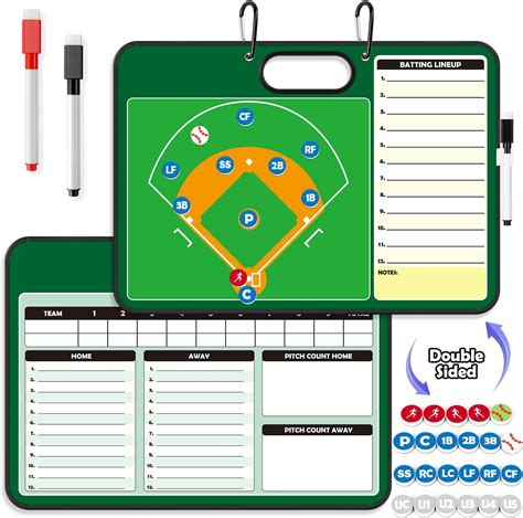 Magnetic Baseball Clipboard for Coaches, Dry Erase Baseball 